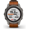 Часы GARMIN FENIX 7 PRO – SAPPHIRE SOLAR EDITION TITANIUM WITH CHESTNUT LEATHER BAND 010-02777-30